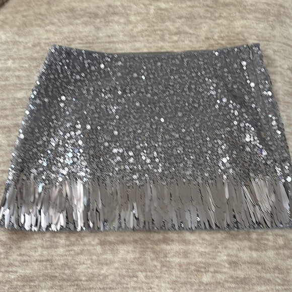 Zara Silver Embellished Mini Skirt Cocktail - Picture 4 of 7